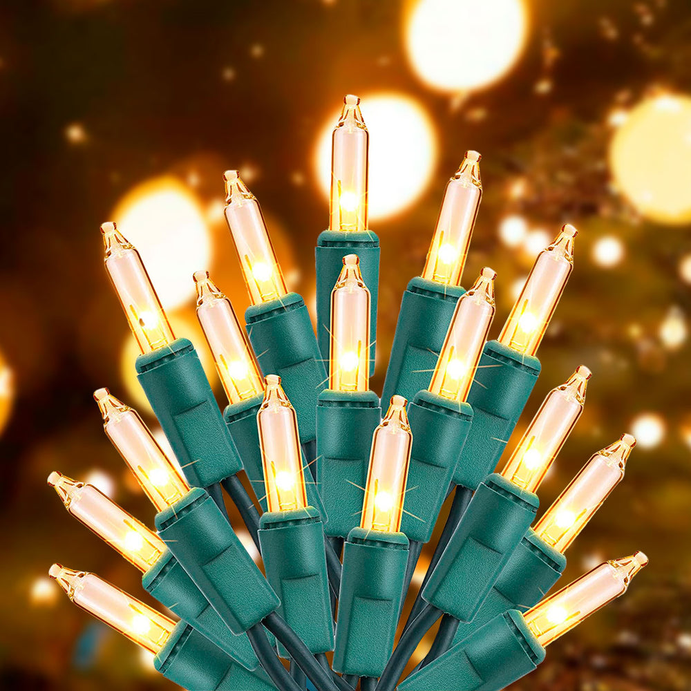 Serie de Luces Amarilla Cable Verde para Navidad, 6m