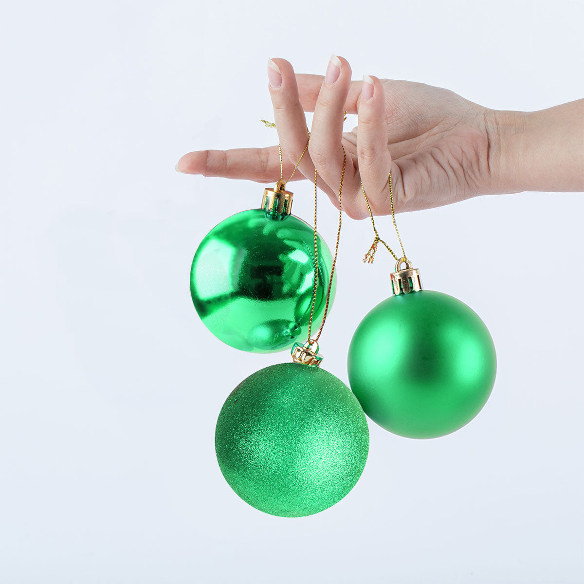 Kit de 3 Esferas Navideñas, Color Verde
