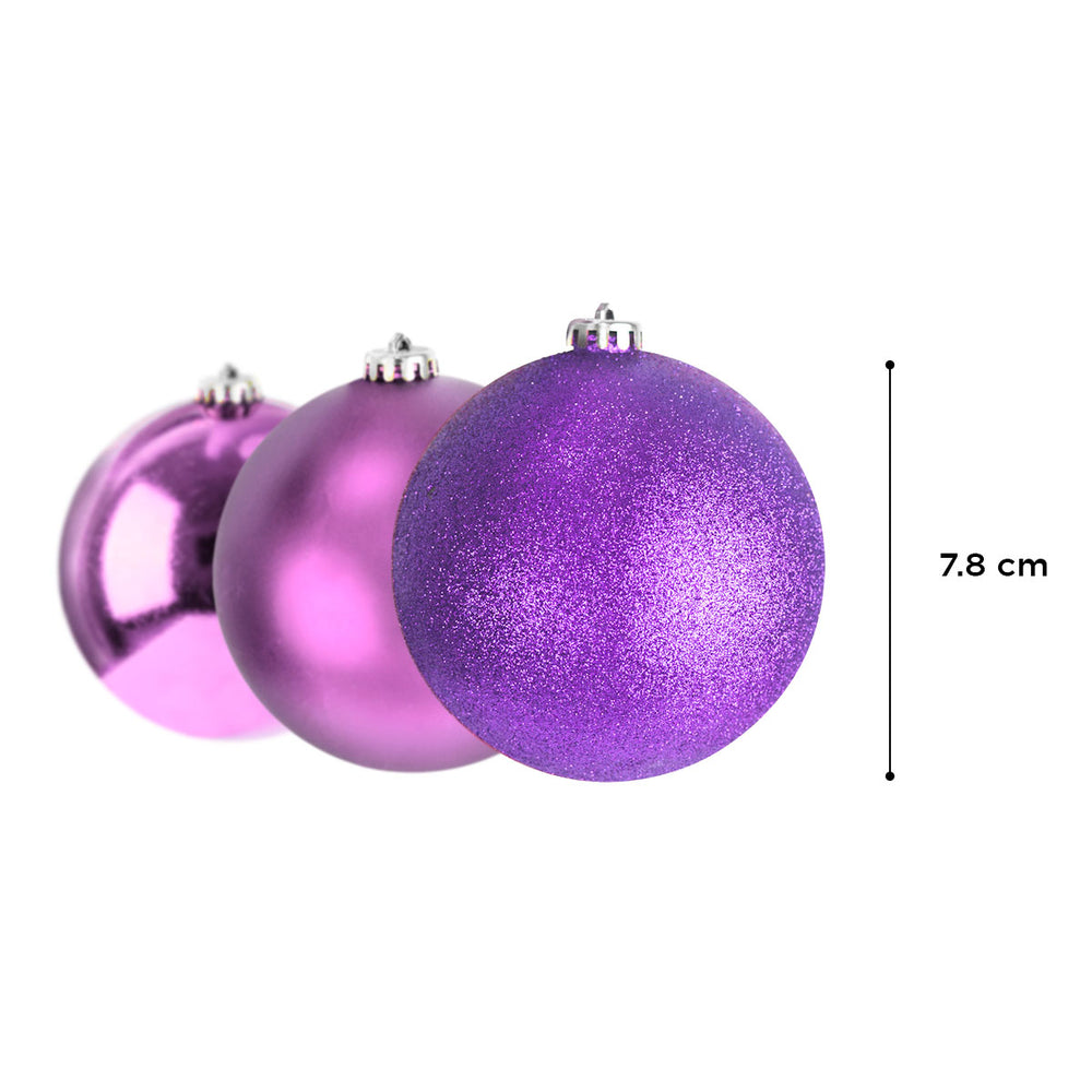 Esferas Navideñas Color Morado, 4 piezas