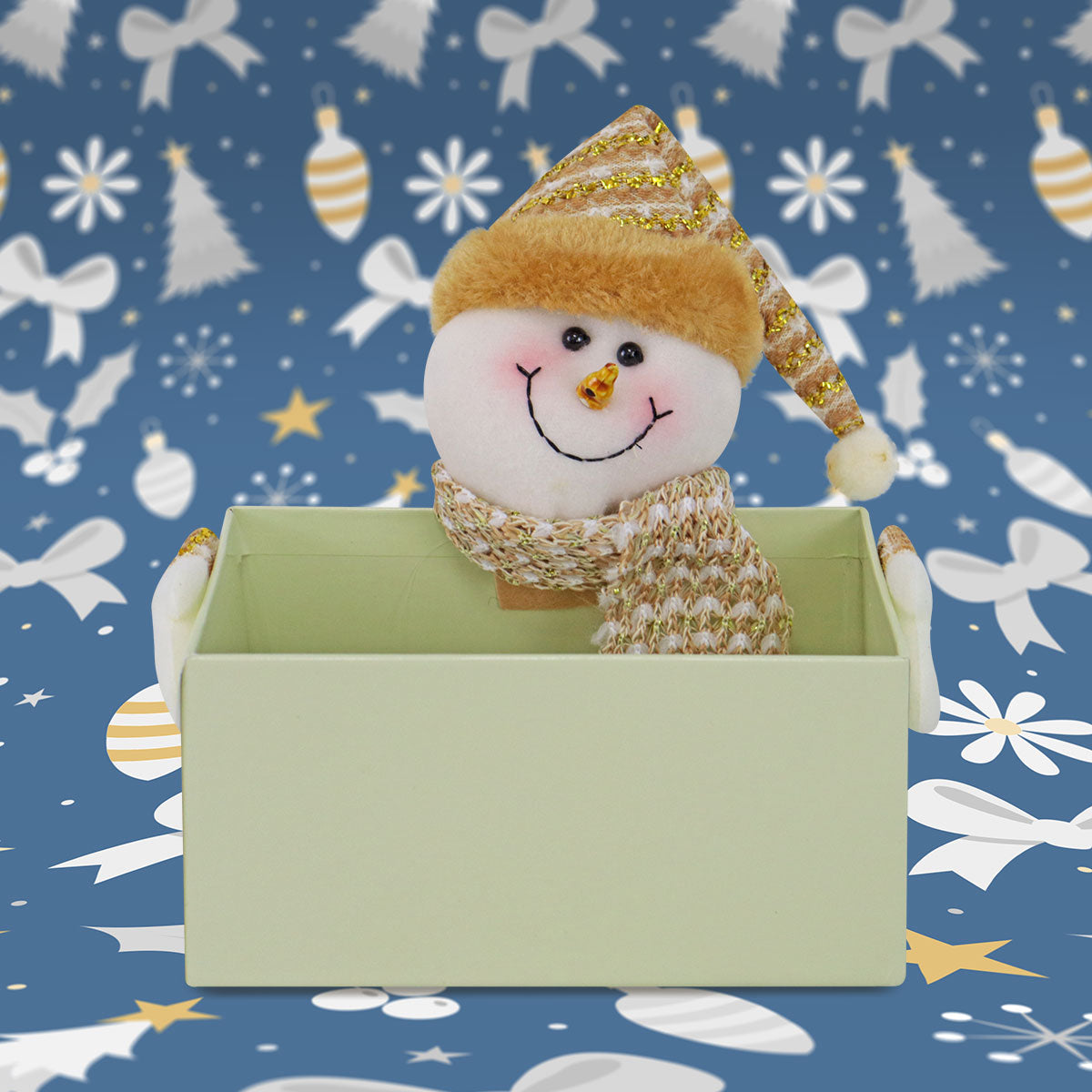 Caja Navideña de Muñeco de Nieve