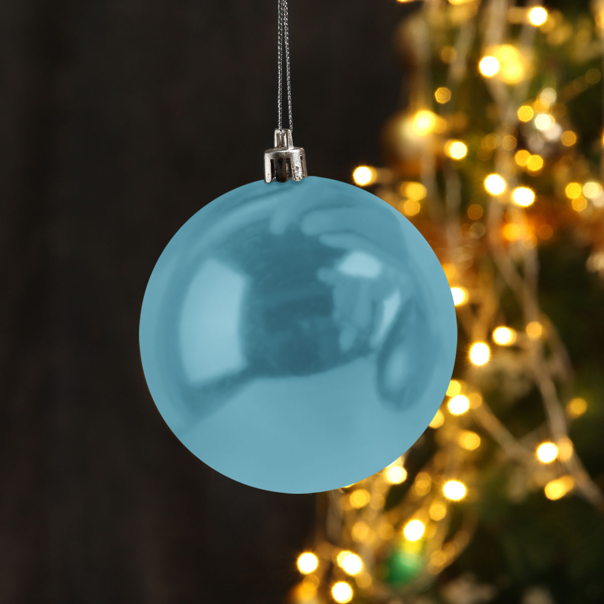 Esferas Navideñas Color Azul, 4 piezas.