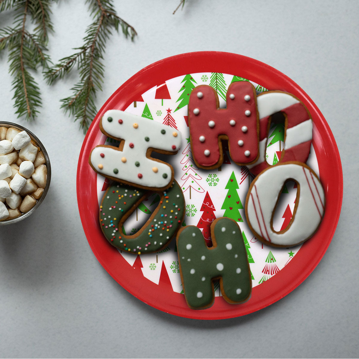 Plato de Plástico Pino Navideño, 30 cm.