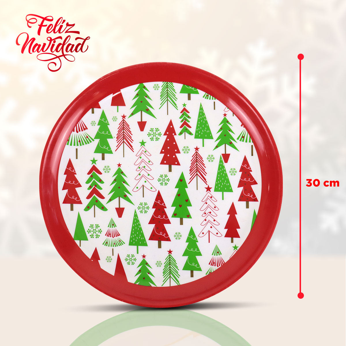Plato de Plástico Pino Navideño, 30 cm.