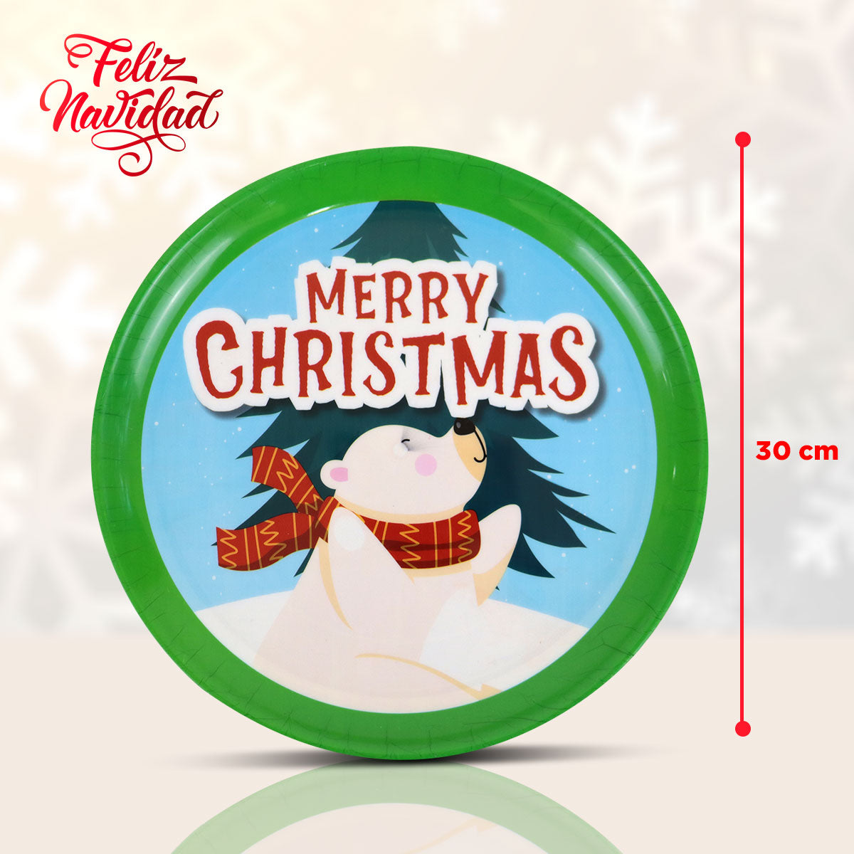 Plato Navideño Oso Polar Merry Christmas