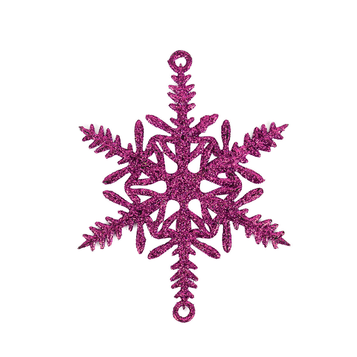 Copos de Nieve con Diamantina color Fiusha, 5 piezas.