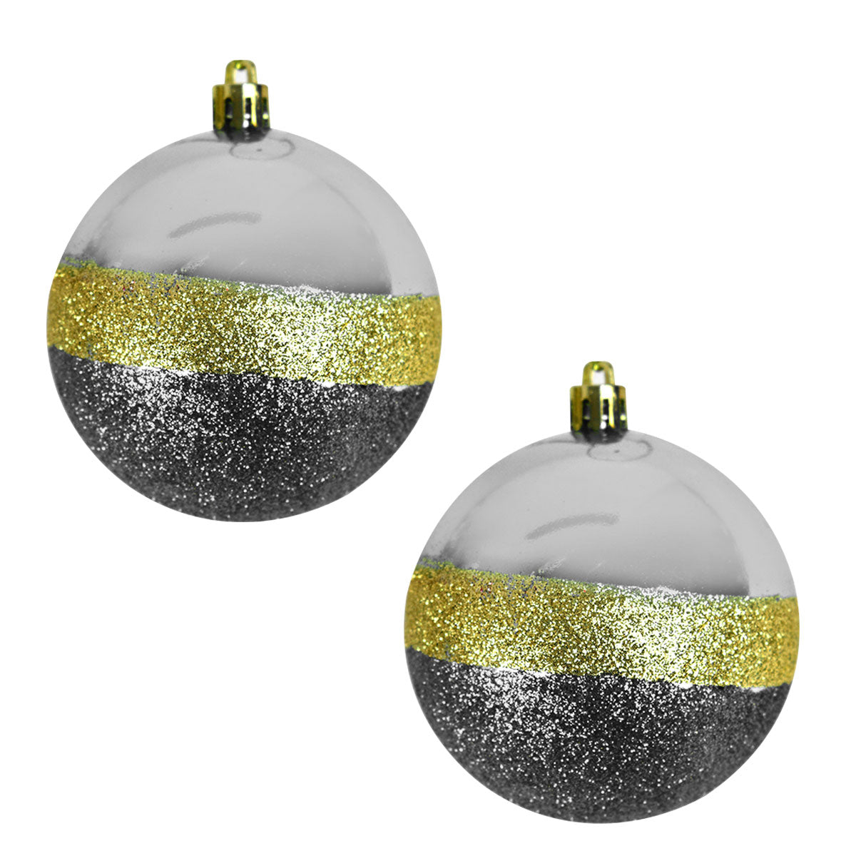 Esferas Navideñas color Dorado con Oxford, 2 piezas.