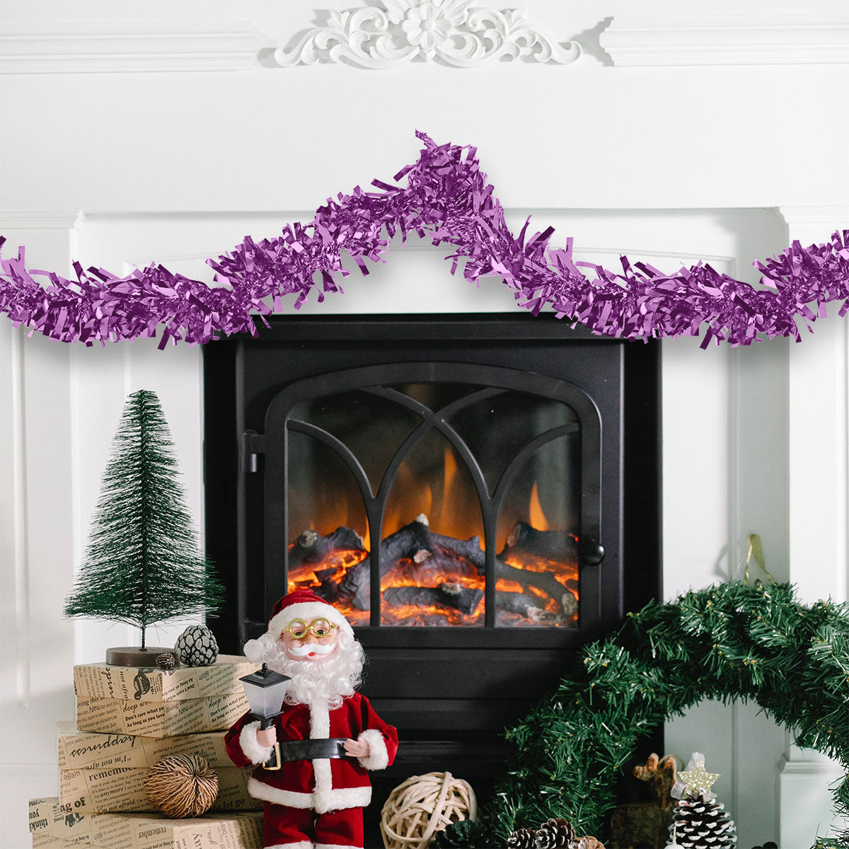 Guirnalda Navideña de Tinsel color Morado, 2m