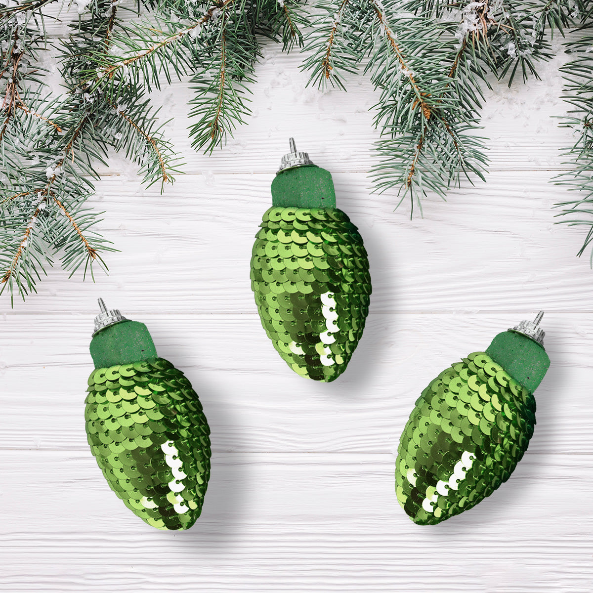 Esferas Navideñas con Lentejuelas color Verde