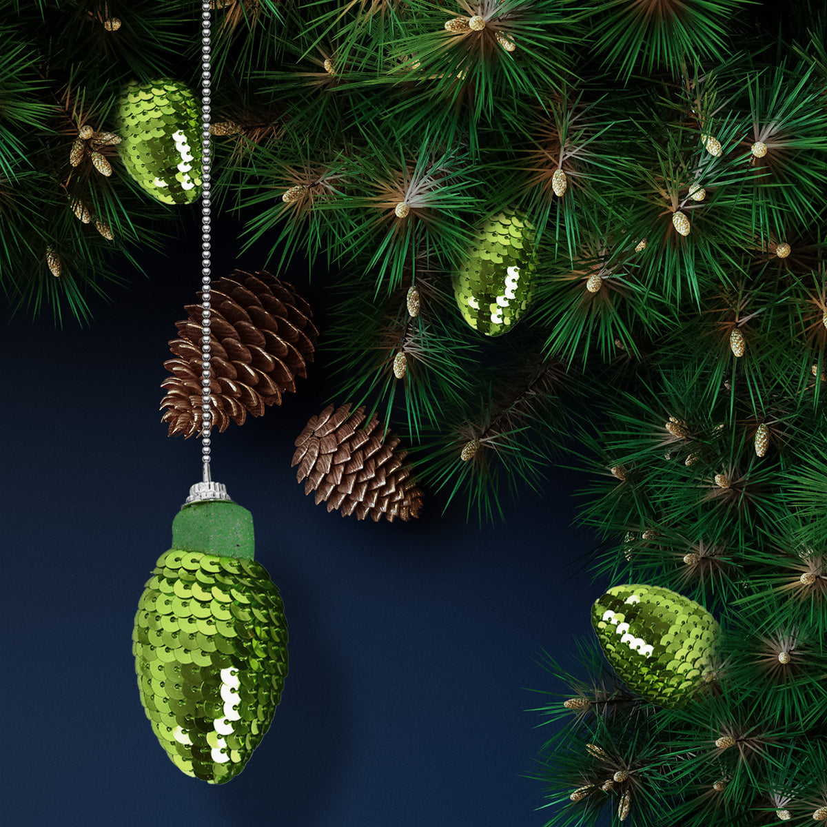 Esferas Navideñas con Lentejuelas color Verde
