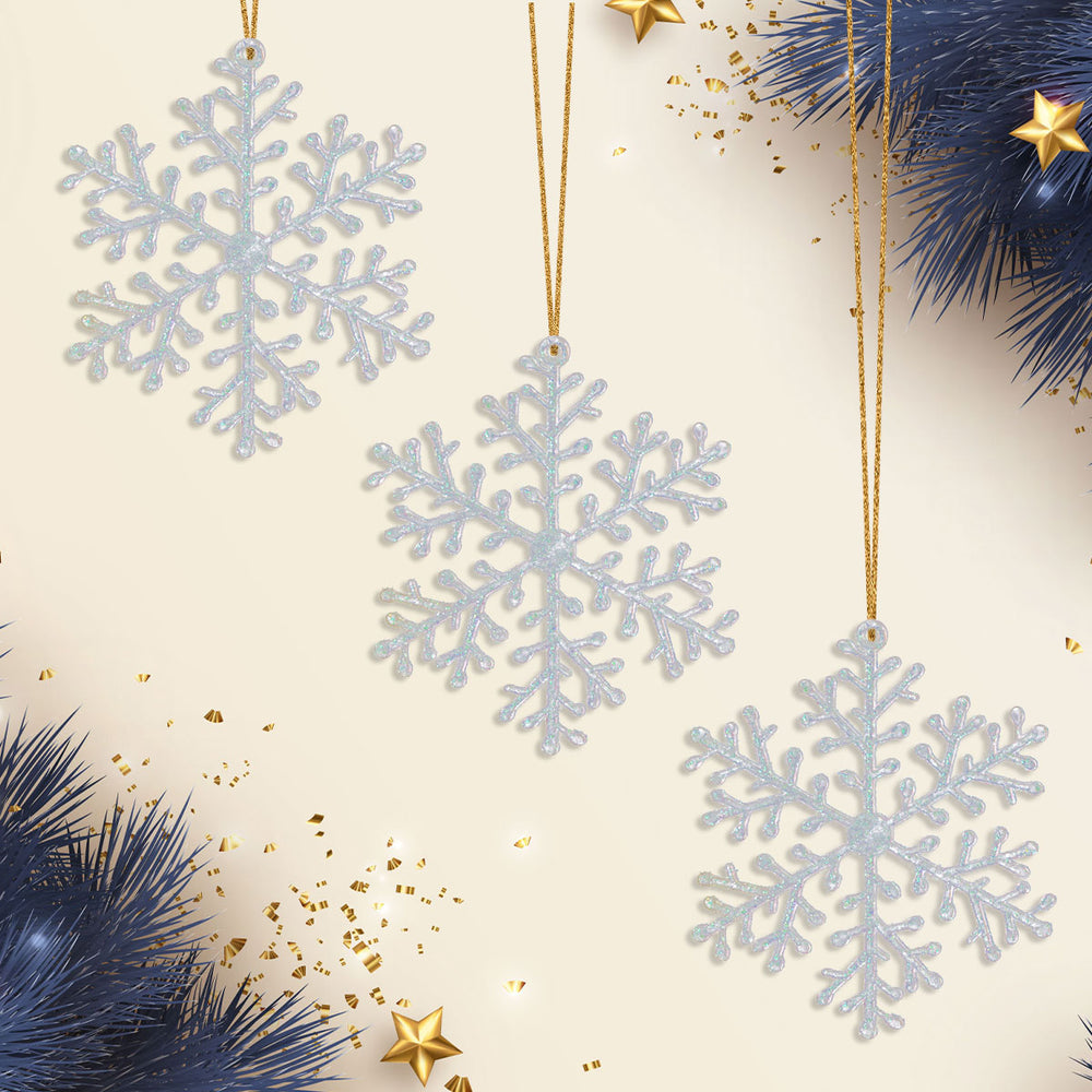 Copos de Nieve Decoración Navideña, 3 piezas.