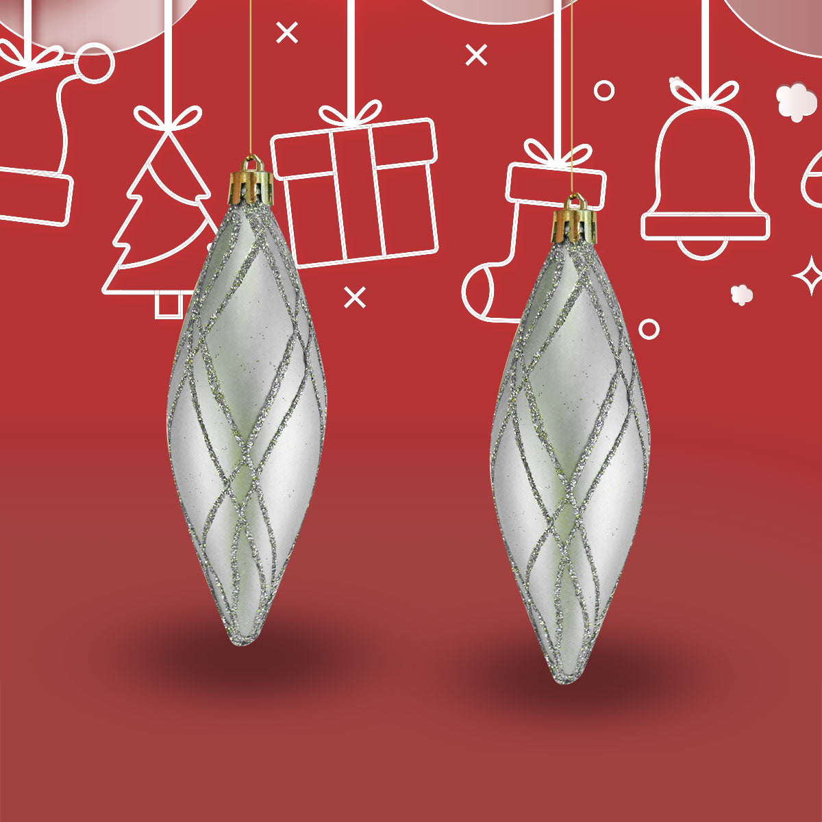 Esferas Navideñas Color Plateado, 2 piezas.