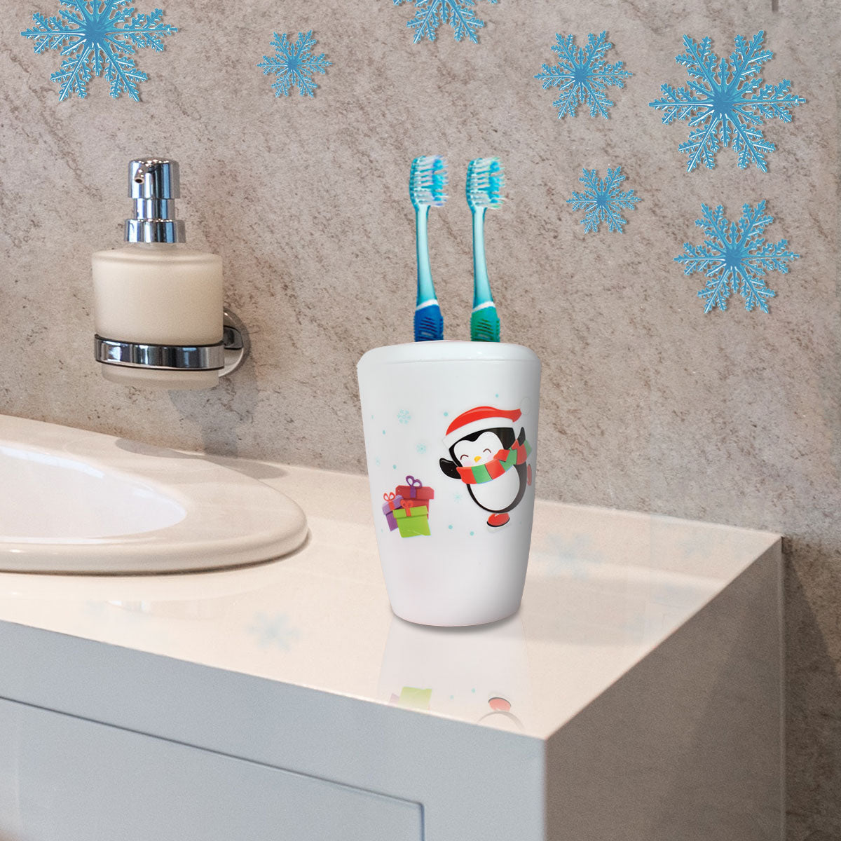 Porta Cepillos Navideño de Pingüino