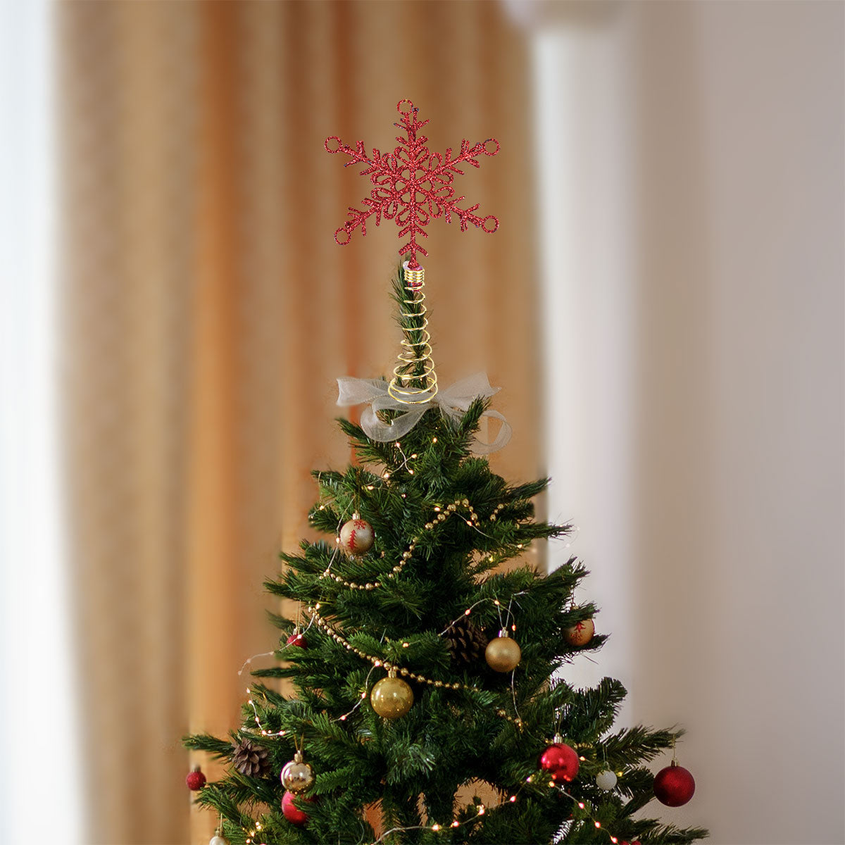 Estrella Decorativa para Punta Árbol de Navidad color Rojo
