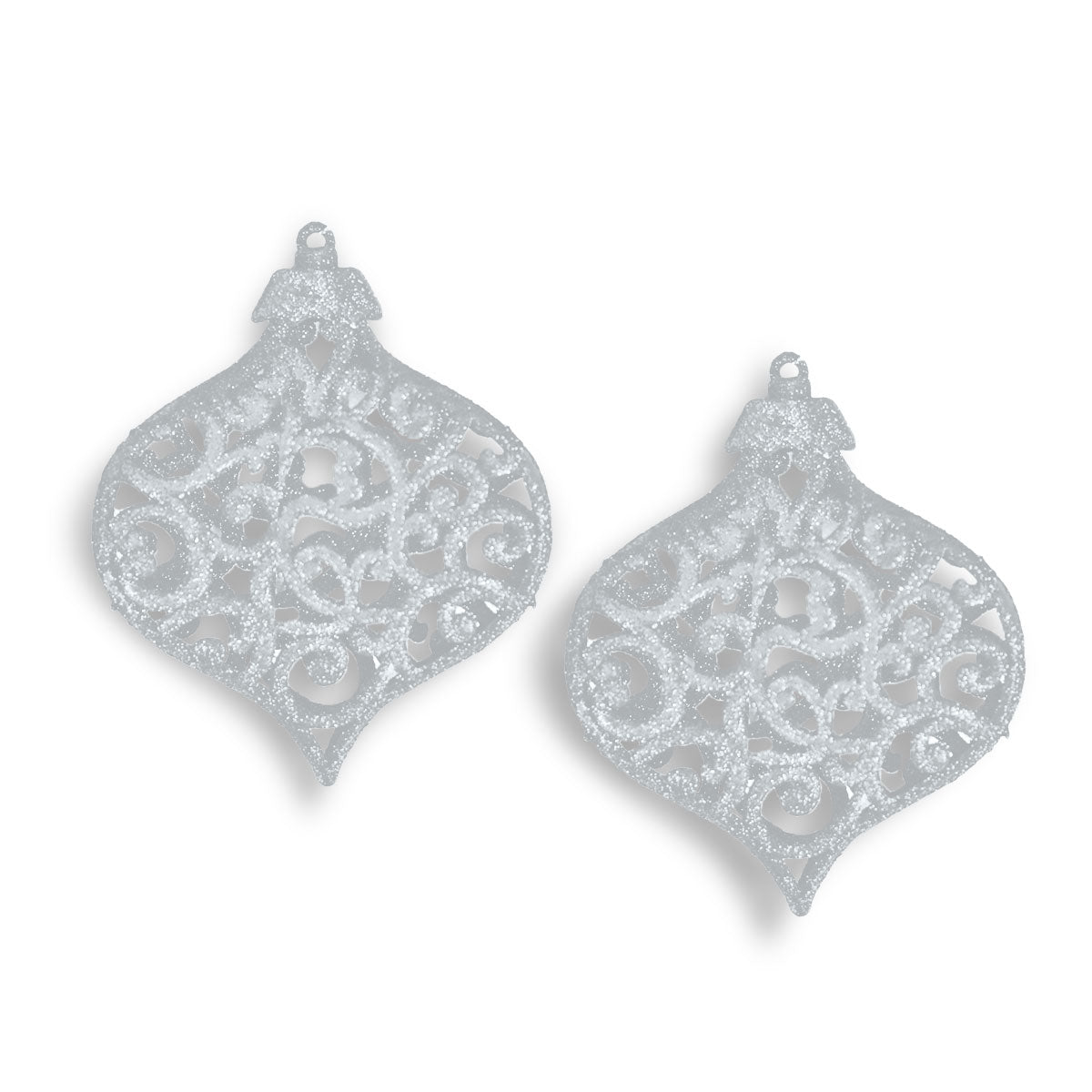 Ornamentos Navideños color Plata, 2 piezas.