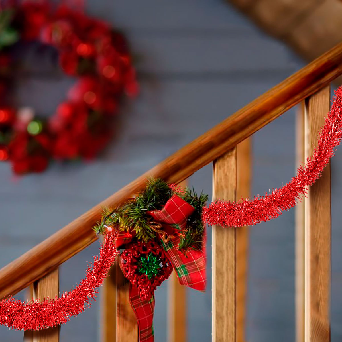 Guirnalda Navideña de Tinsel Brillante color Rojo, 1.3m