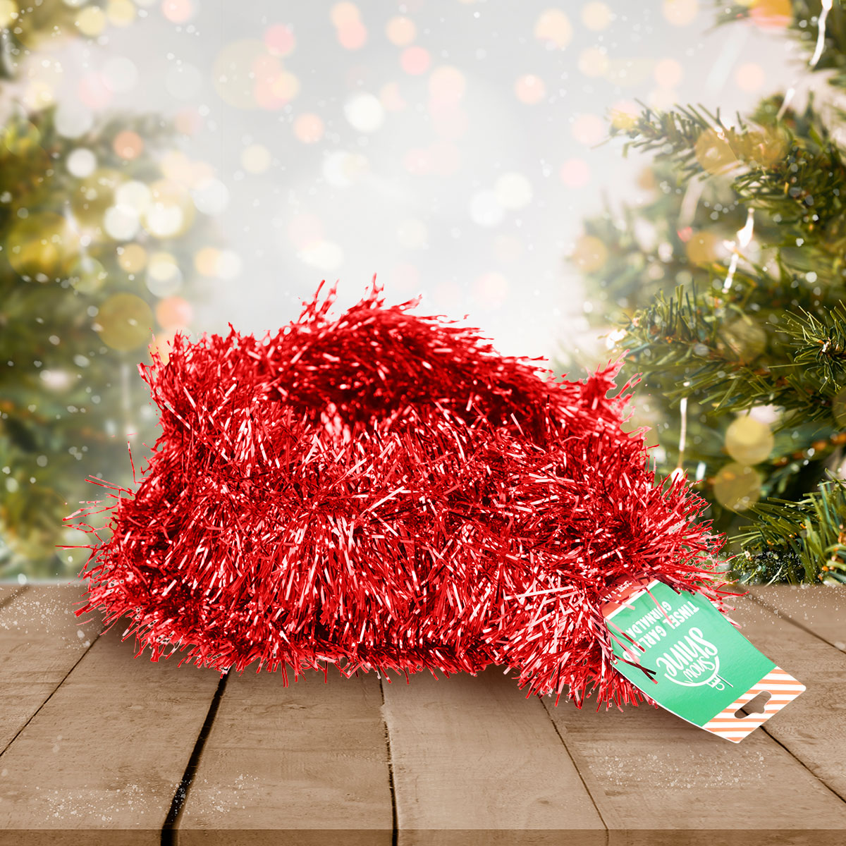 Guirnalda Navideña de Tinsel Brillante color Rojo, 1.3m