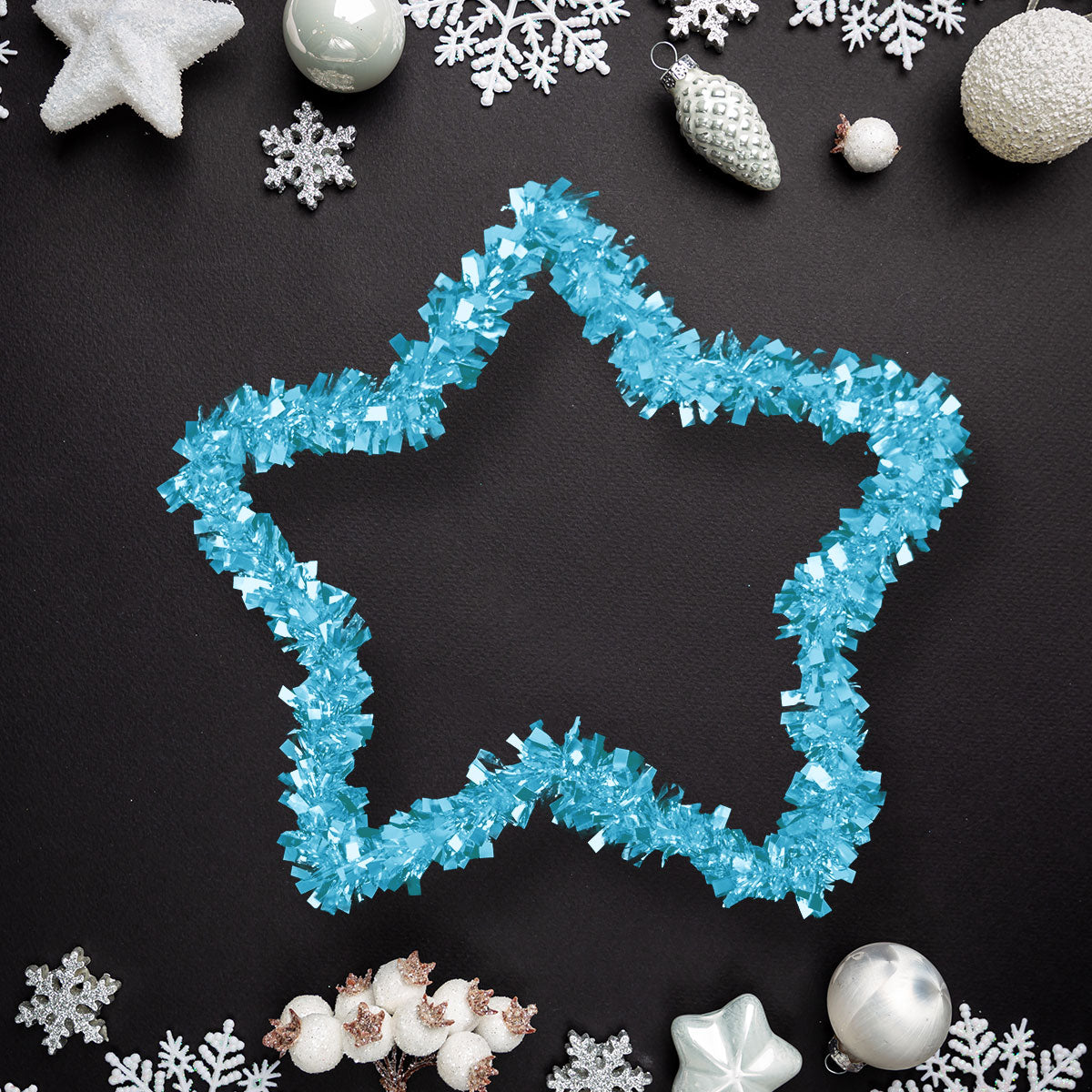 Estrella Navideña de Tinsel color Turquesa