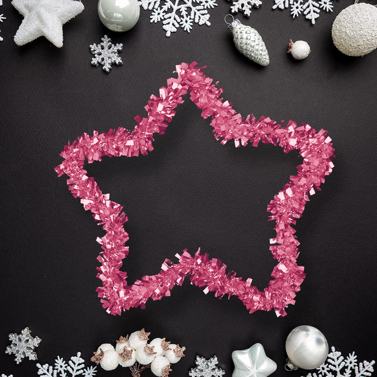 Estrella de Tinsel Decorativa color Rosa