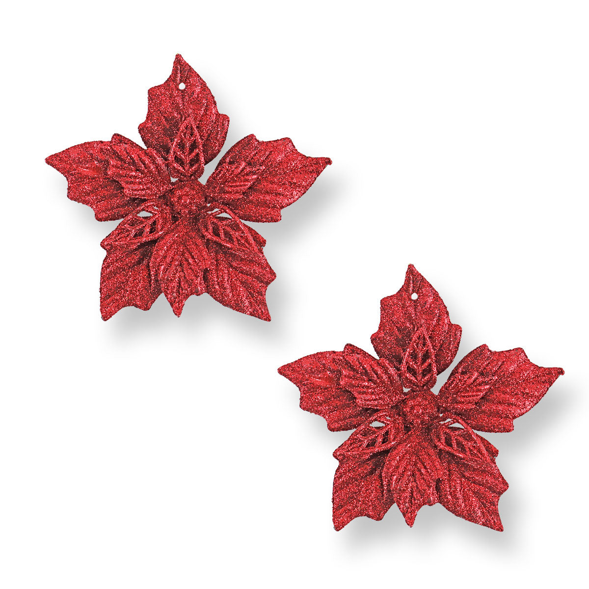 Nochebuenas Decorativas con Diamantina color Rojo, 2pzas.