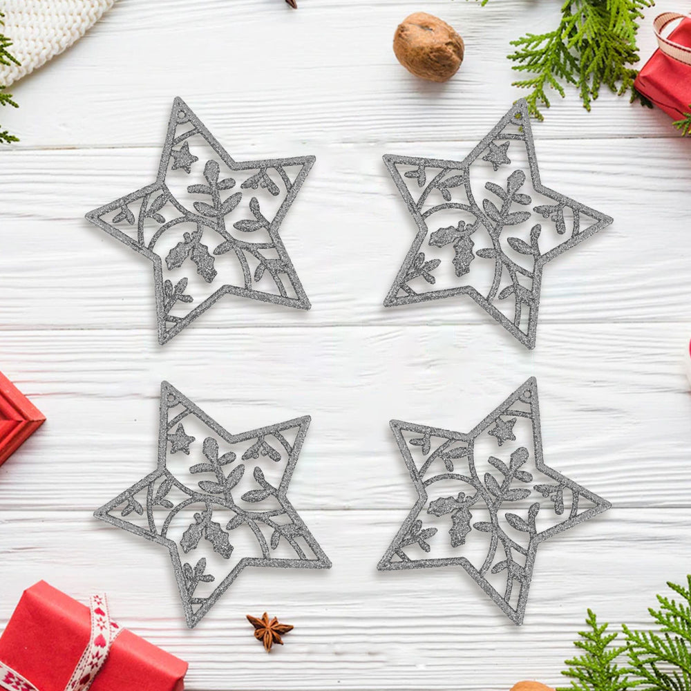Set de 4 Estrellas Navideñas color Plata