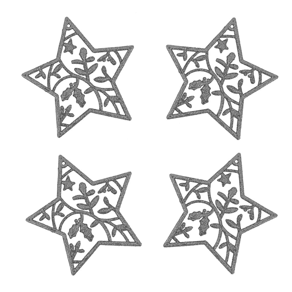Set de 4 Estrellas Navideñas color Plata
