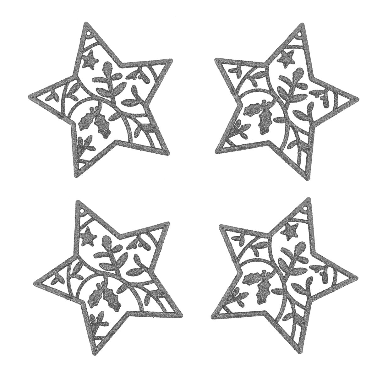 Set de 4 Estrellas Navideñas color Plata