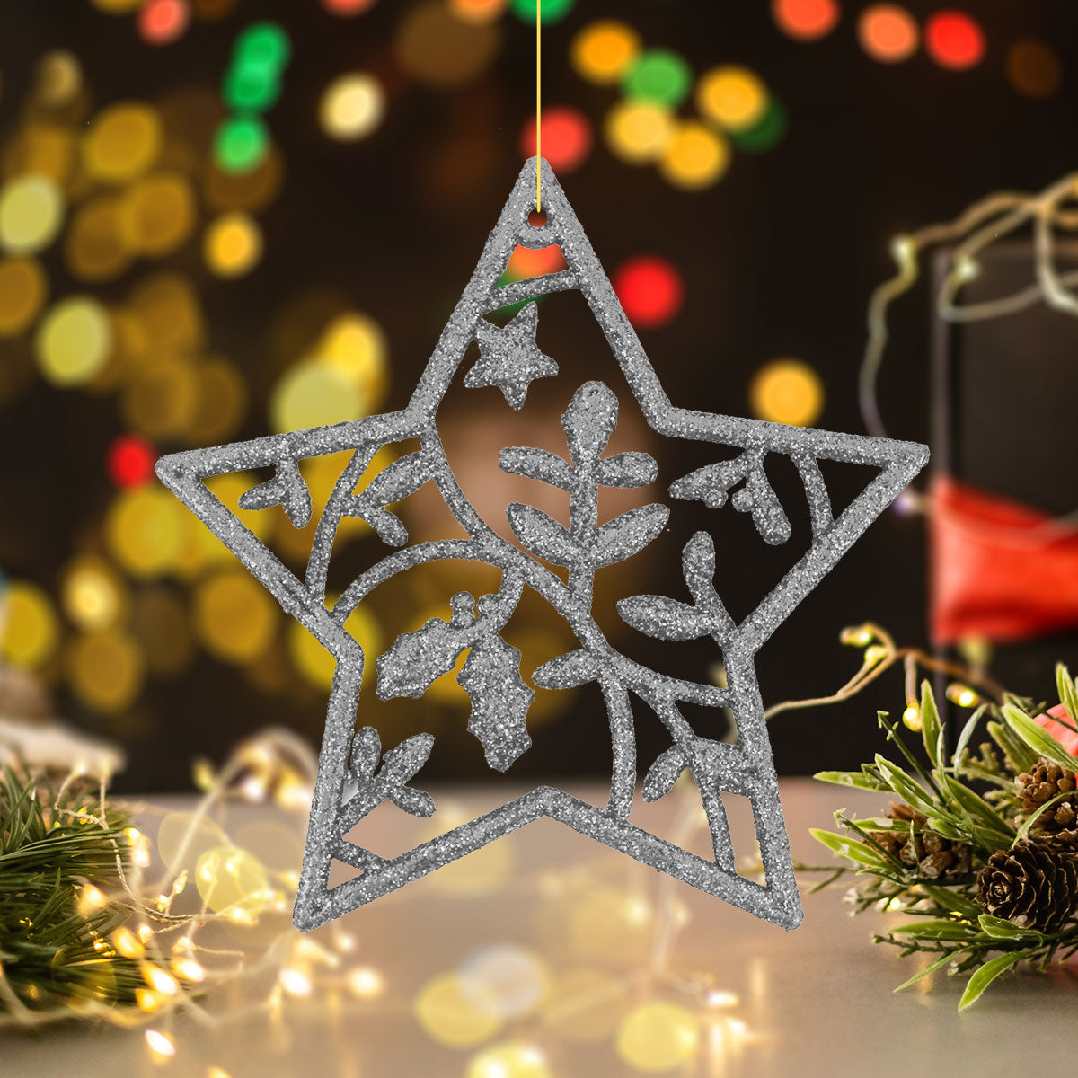 Set de 4 Estrellas Navideñas color Plata