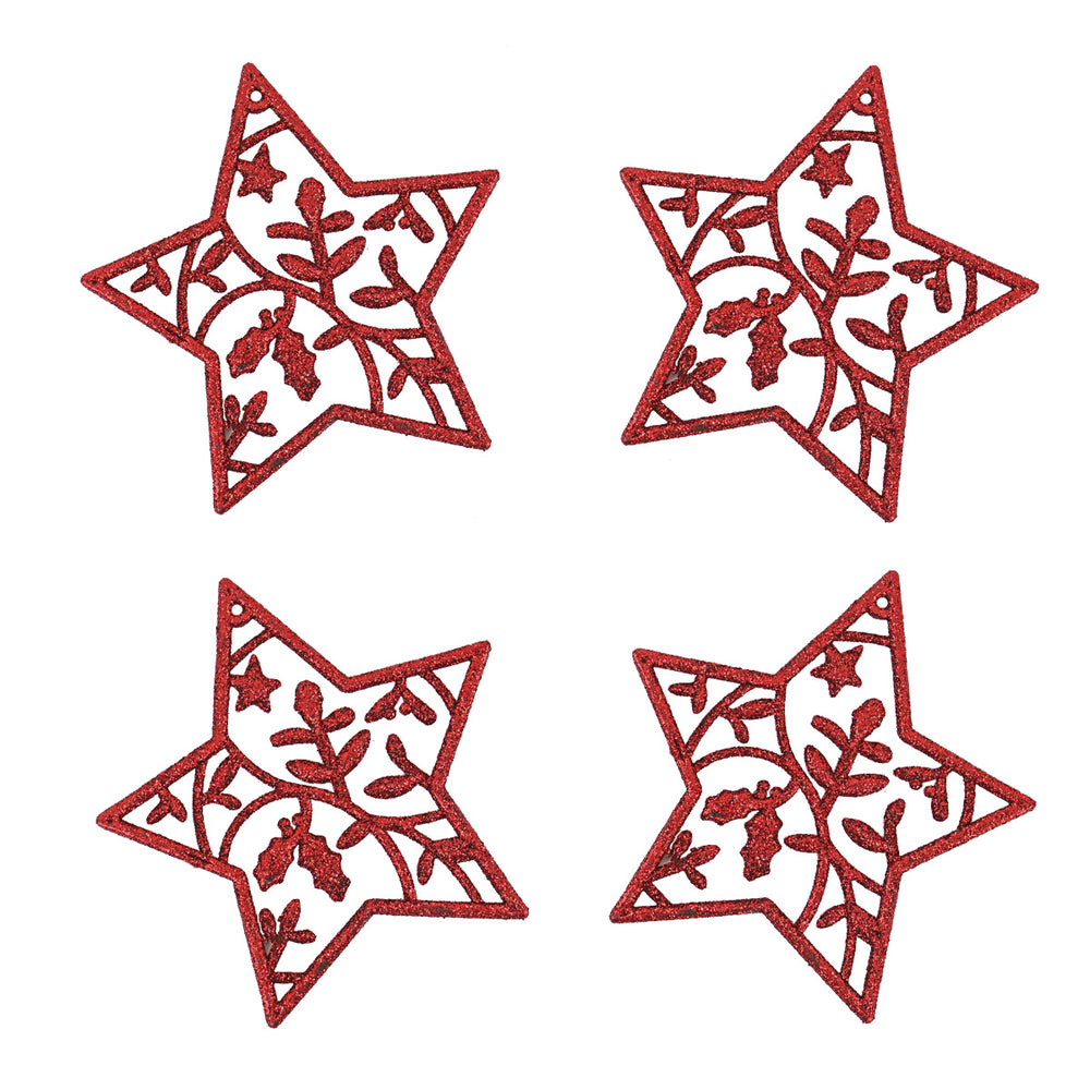 Set de 4 Estrellas Navideñas color Rojo