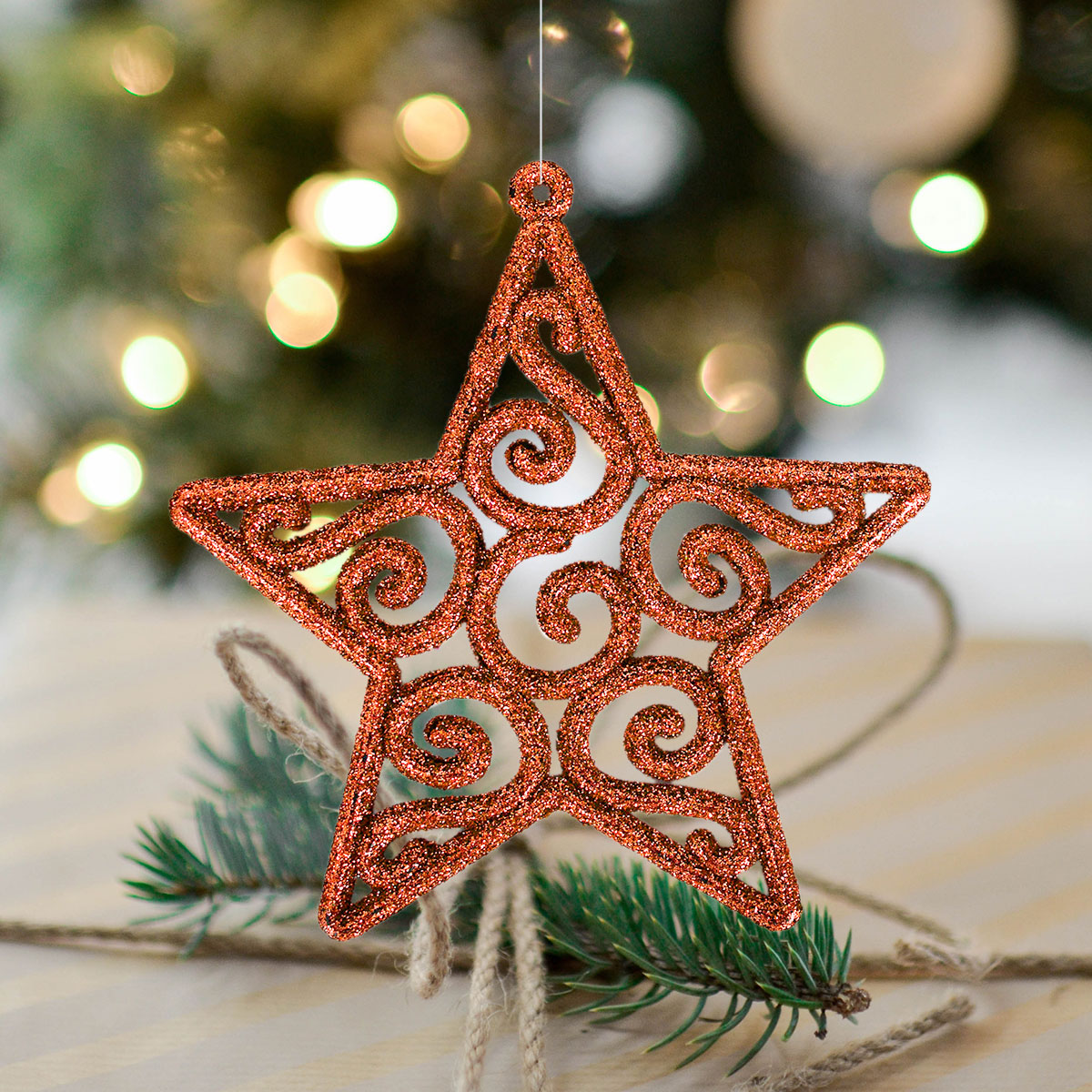 Estrellas Decorativas color Bronce, 4 piezas.