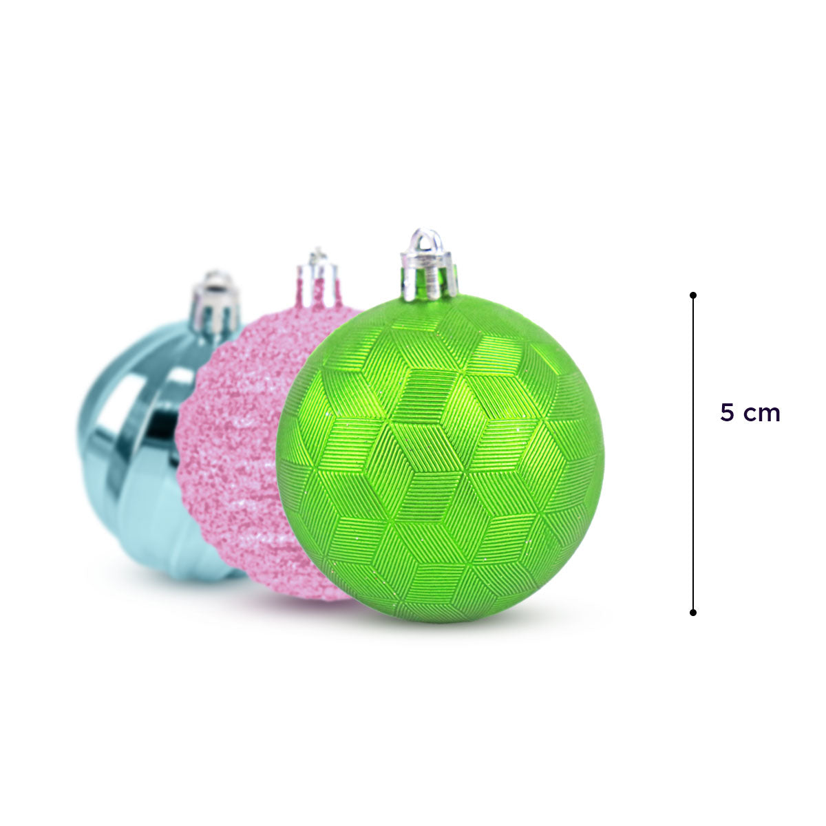 Esferas Navideñas de Colores, 5 piezas.