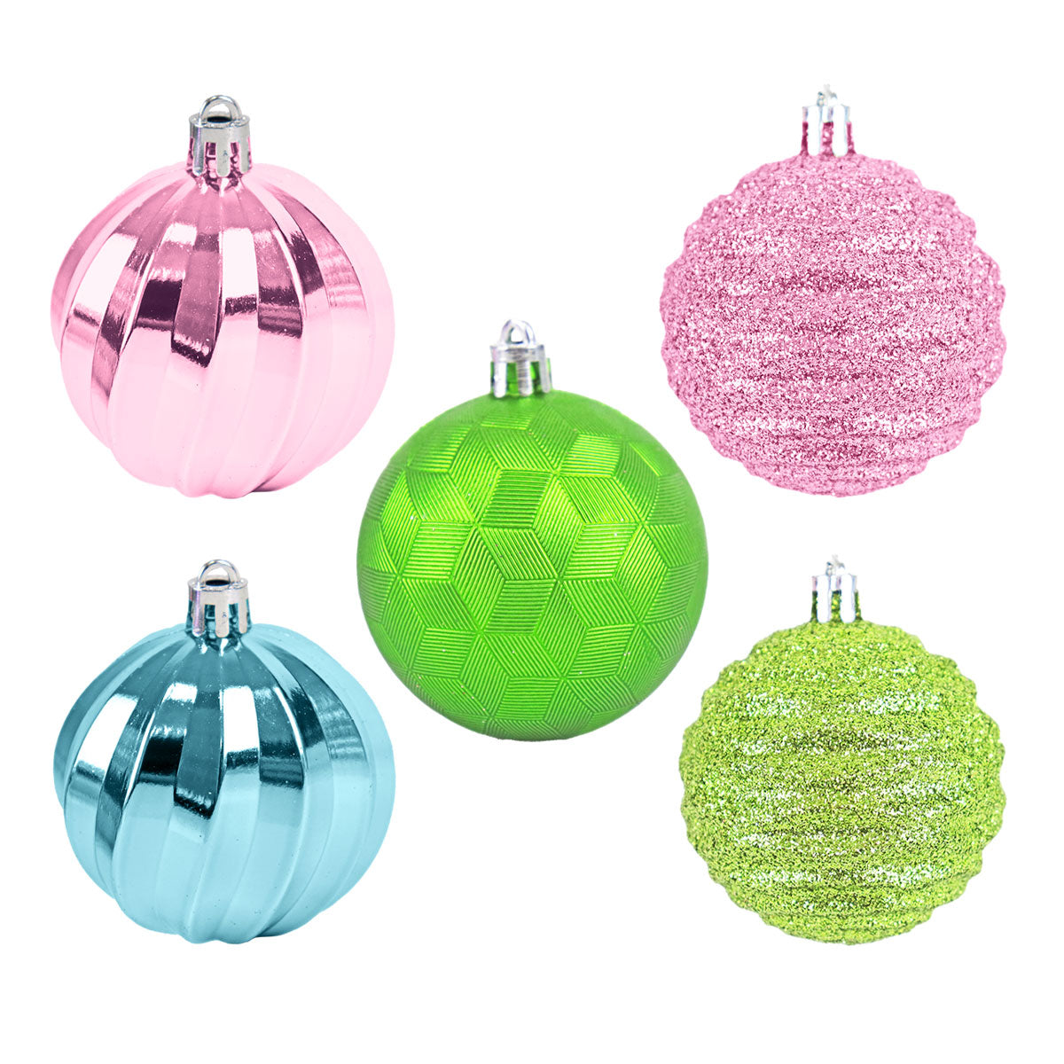 Esferas Navideñas de Colores, 5 piezas.