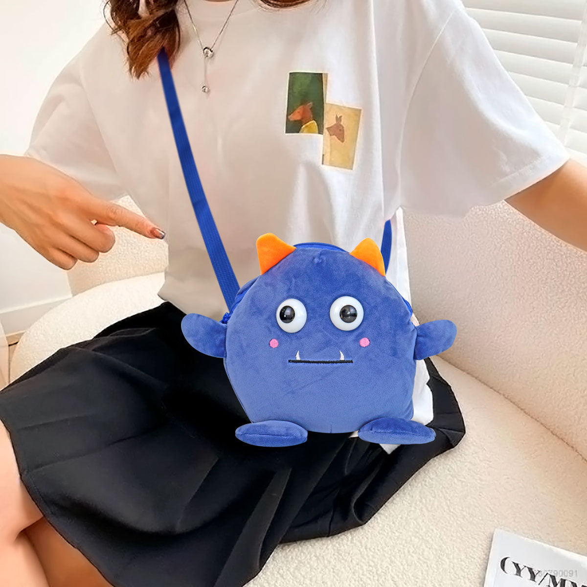 Mochila de Peluche en Forma de Monstruo, color Azul Rey