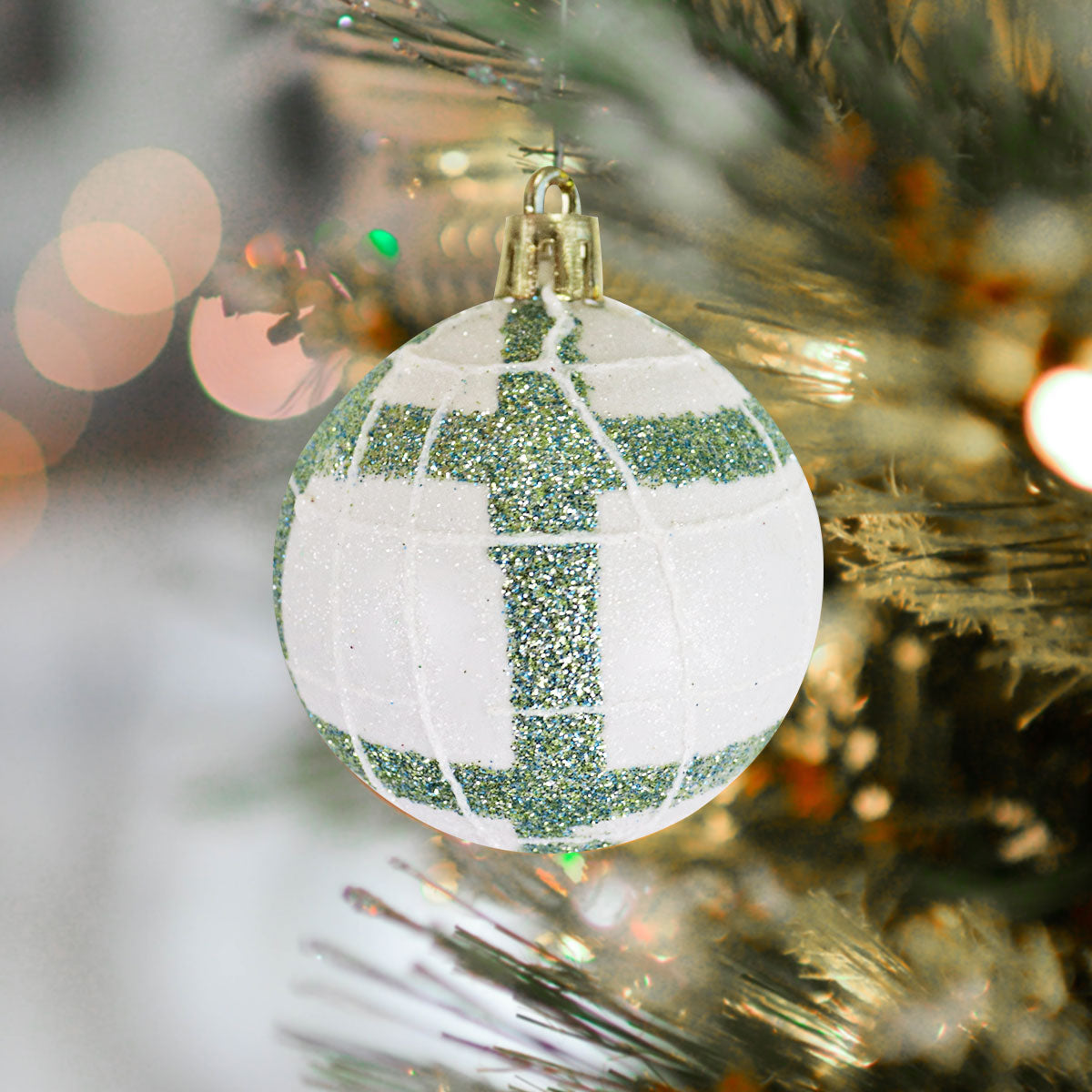 Esfera Decorada Diamantina Color Blanco