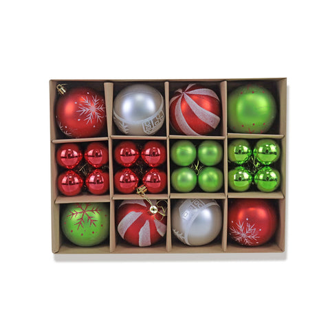 Set Variado de Esferas Navideñas Colores, 40 piezas.