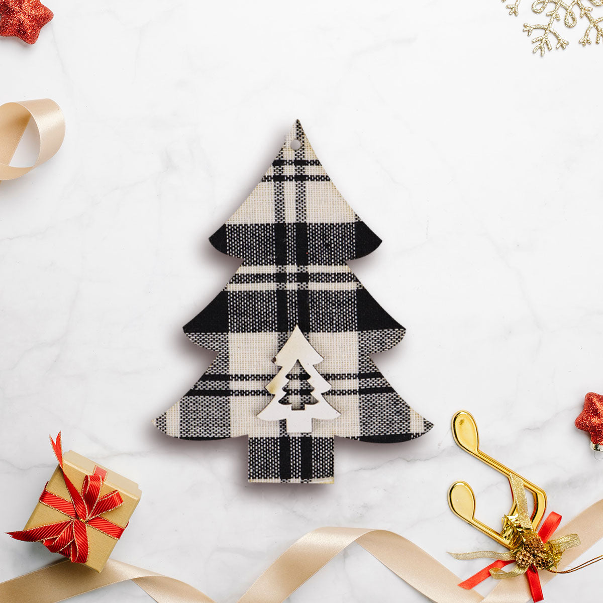 Decoración de Árbol de Navidad Blanco/Negro 1 pieza