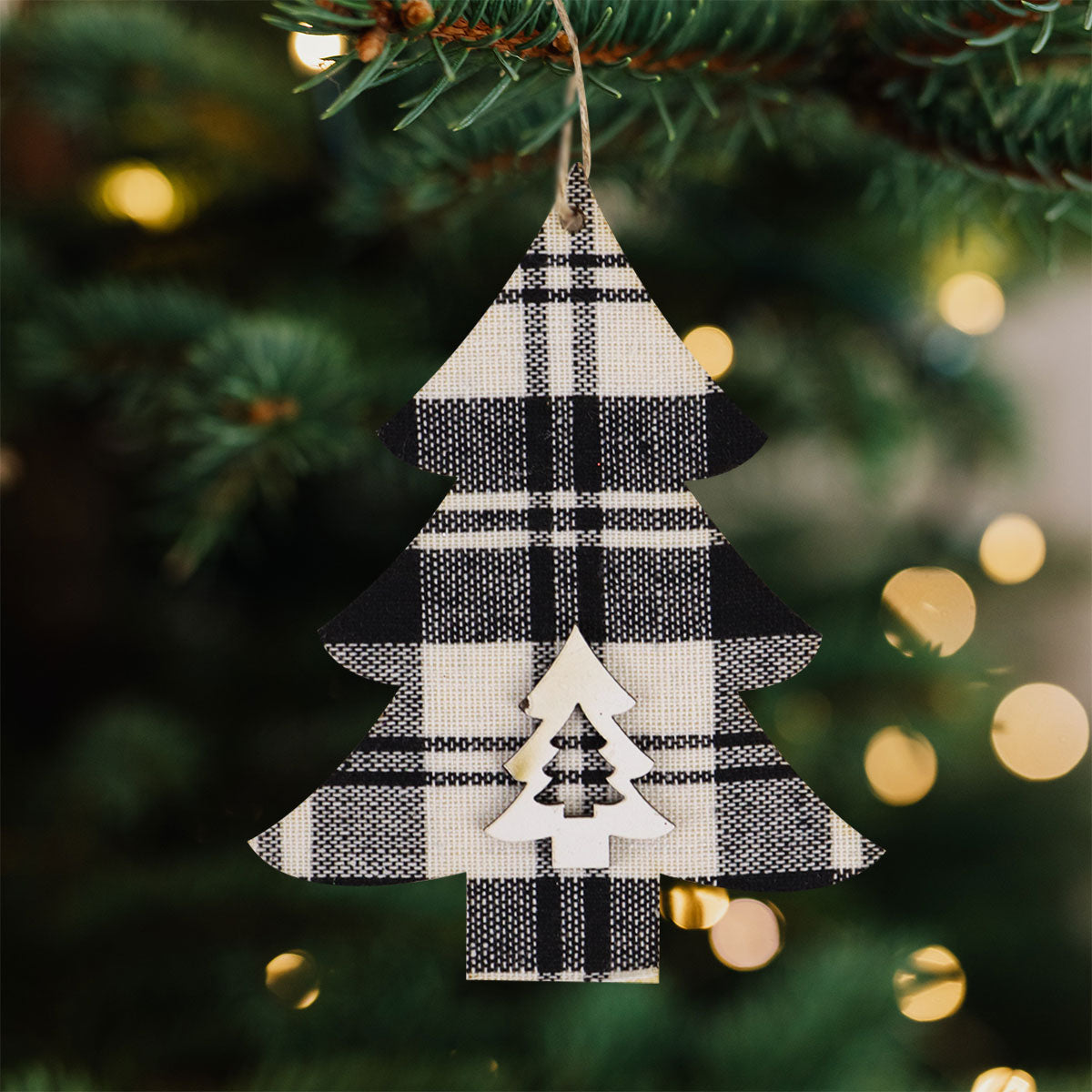Decoración de Árbol de Navidad Blanco/Negro 1 pieza