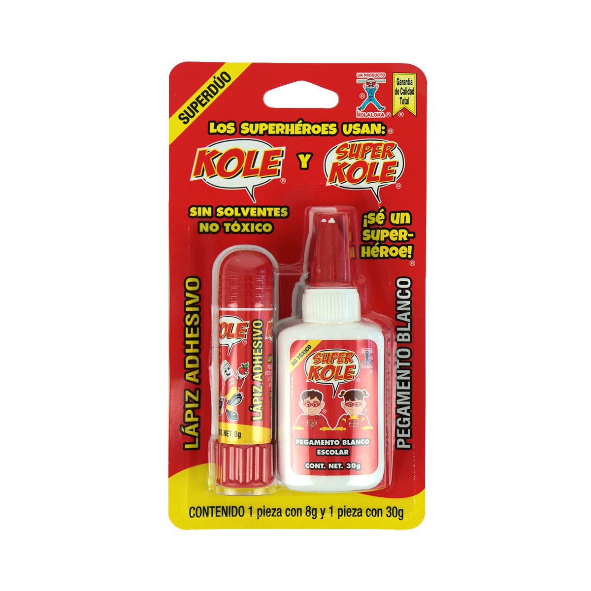 Pegamento Kole Liquido y Lapiz Adhesivo Super Duo 8 y 30 gr