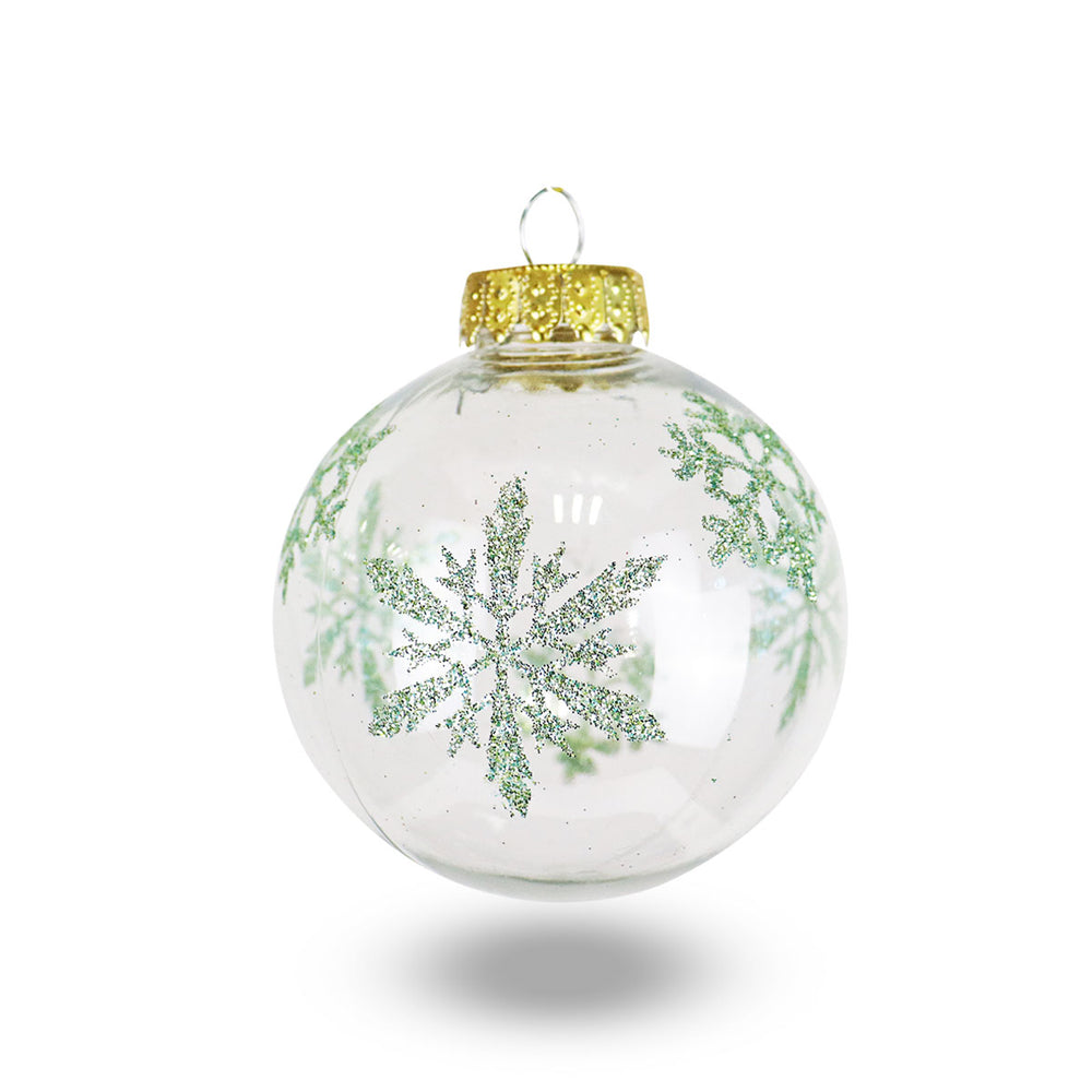 Esfera Transparente Copos de Nieve Plateados