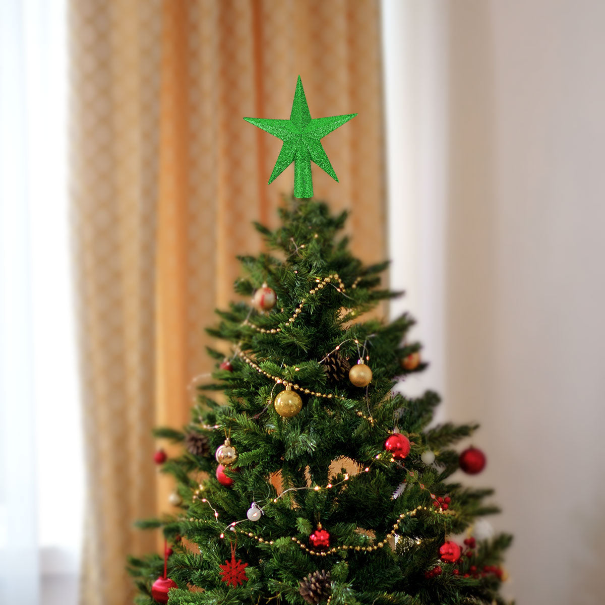 Estrella Decorativa para Punta Árbol de Navidad color Verde