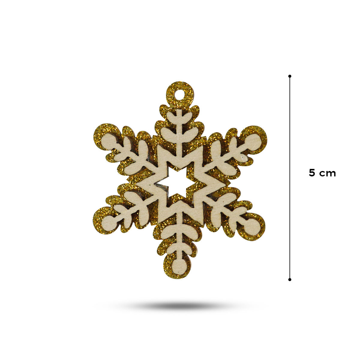 Mini Copos de Nieve, Glitter, 6 pzas, Color Dorado