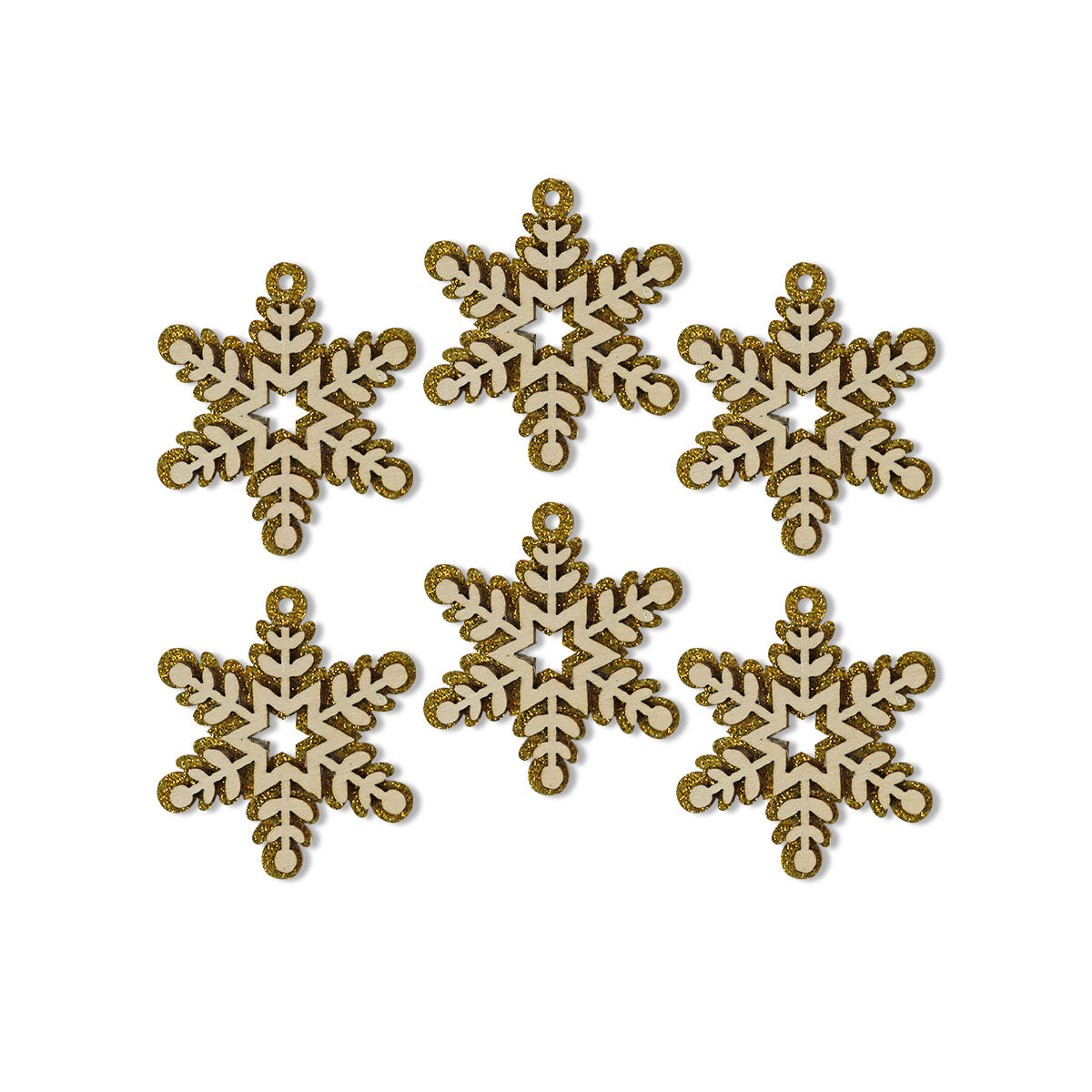Mini Copos de Nieve, Glitter, 6 pzas, Color Dorado