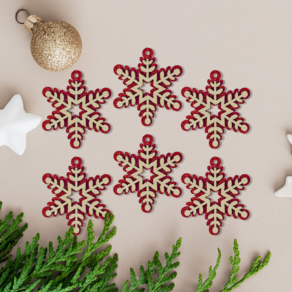 Mini Copos de Nieve, Glitter, 6 pzas