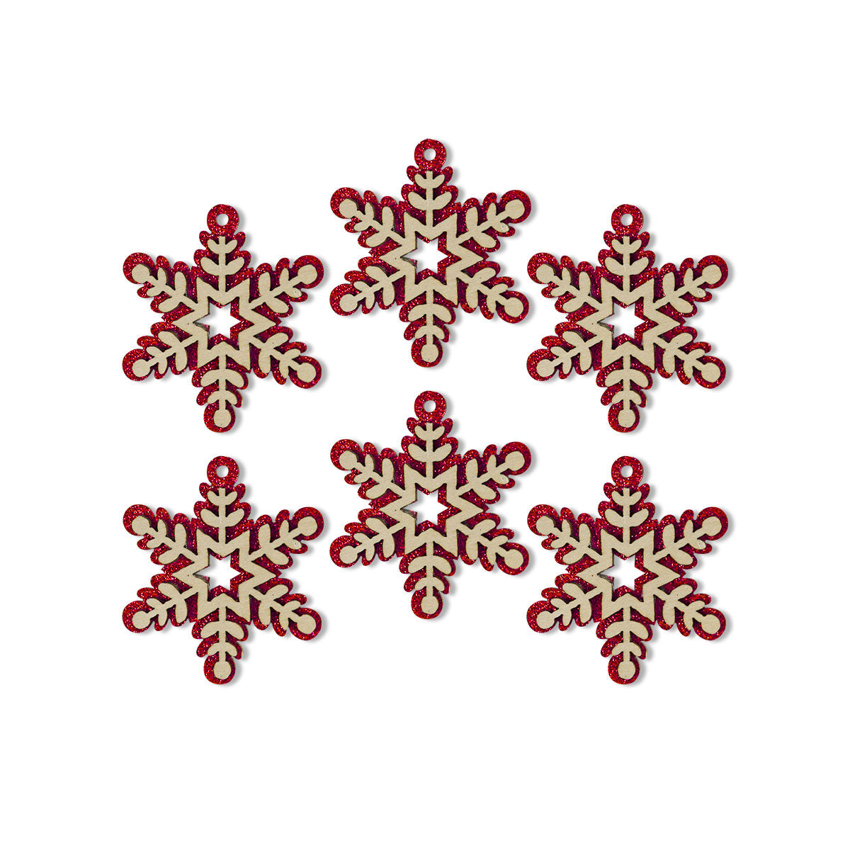 Mini Copos de Nieve, Glitter, 6 pzas
