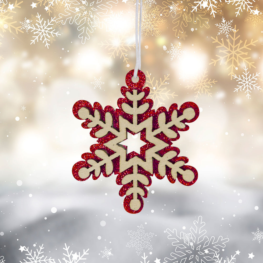 Mini Copos de Nieve, Glitter, 6 pzas