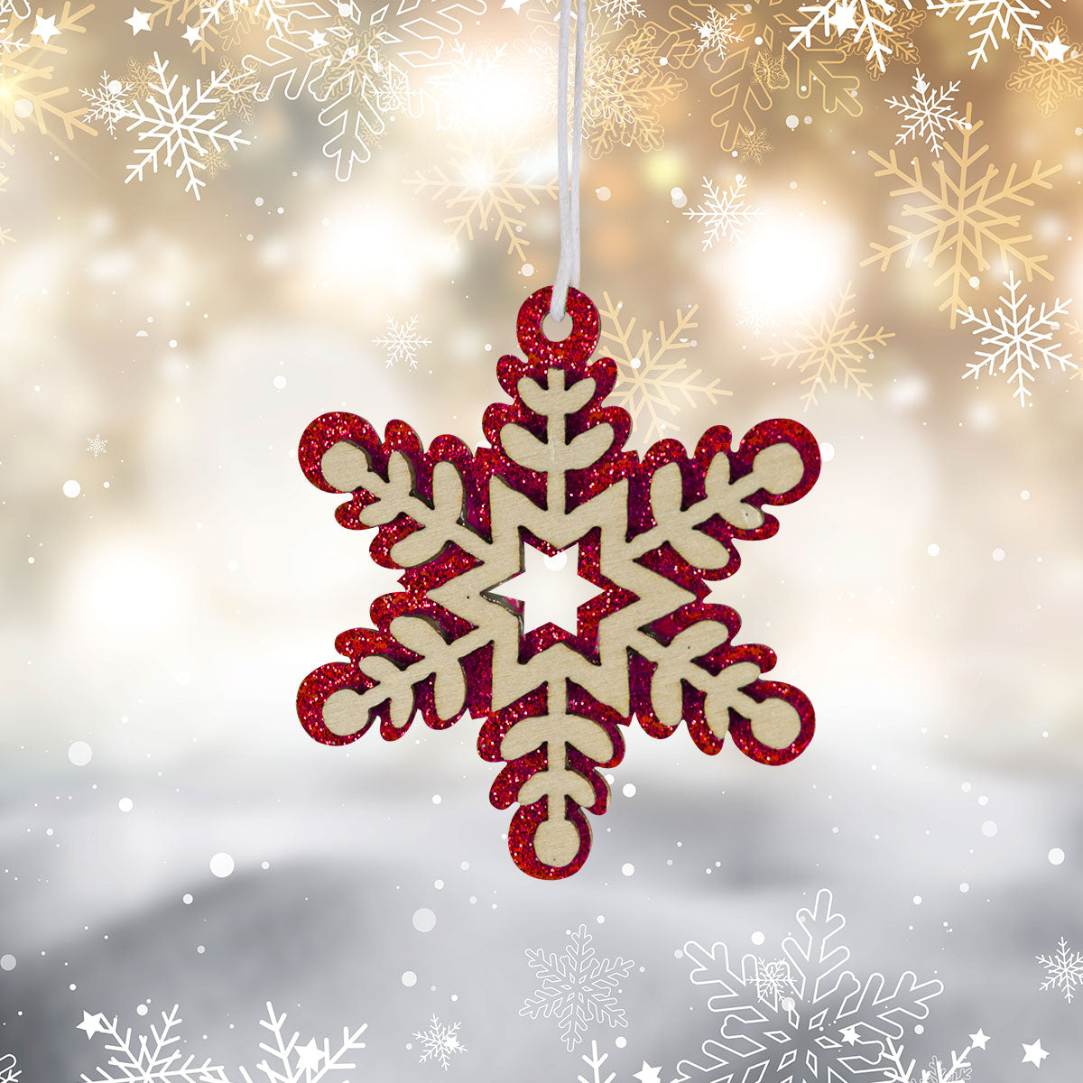 Mini Copos de Nieve, Glitter, 6 pzas