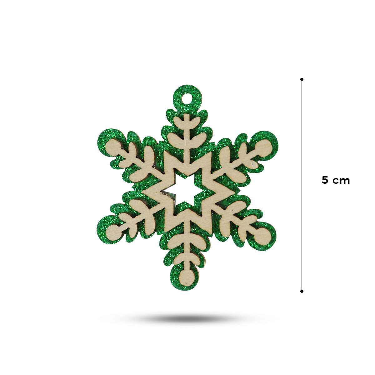 Mini Copos de Nieve, Glitter, 6 pzas, Color Verde
