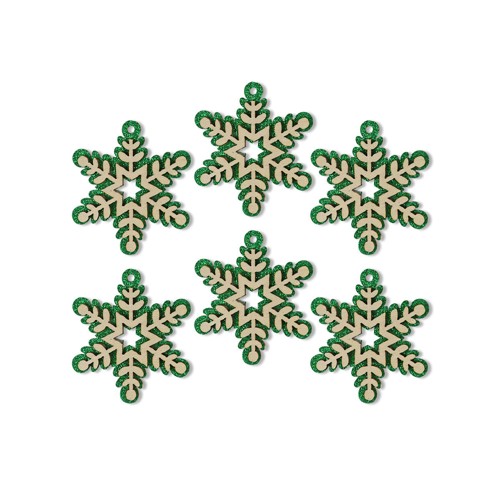 Mini Copos de Nieve, Glitter, 6 pzas, Color Verde