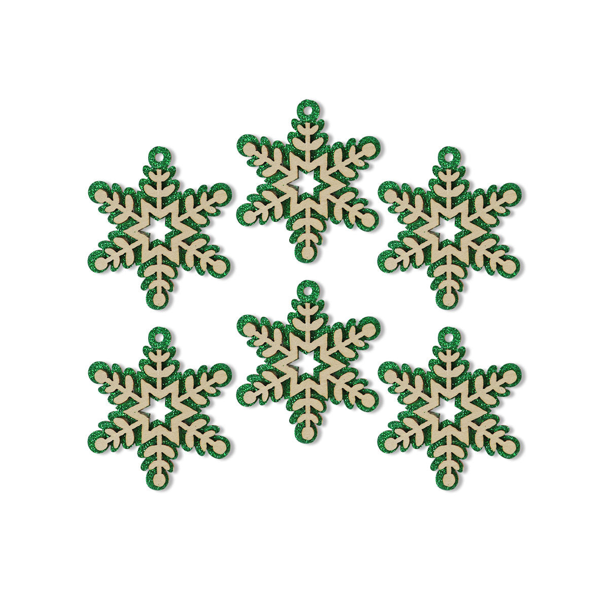 Mini Copos de Nieve, Glitter, 6 pzas, Color Verde
