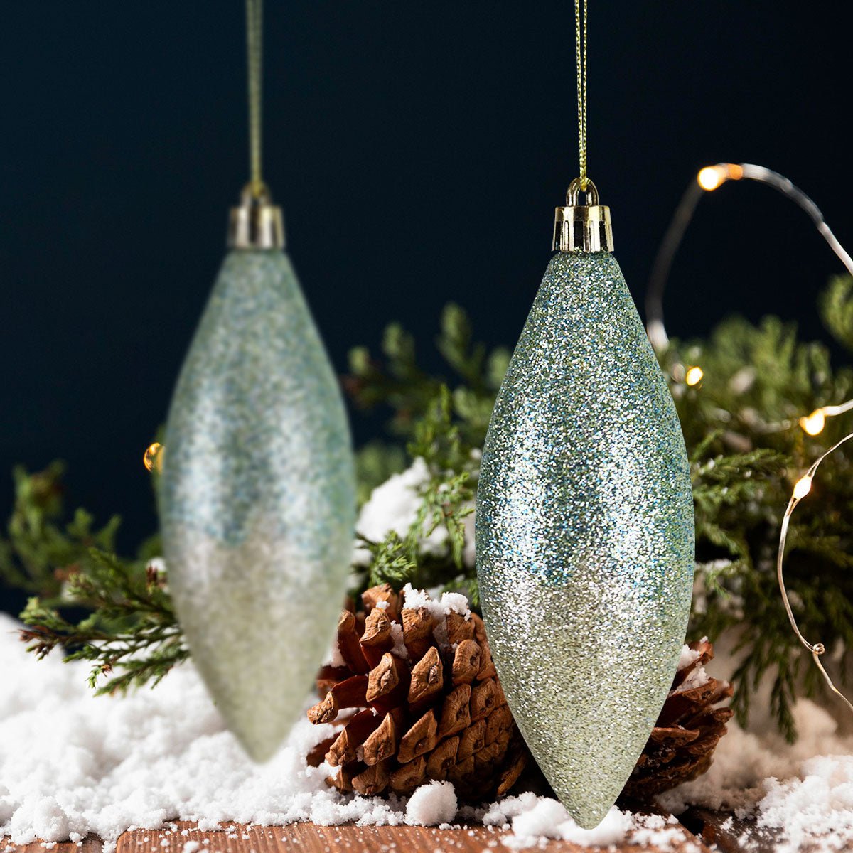 Esferas Decoradas Diamantina Bicolor, 2 piezas.