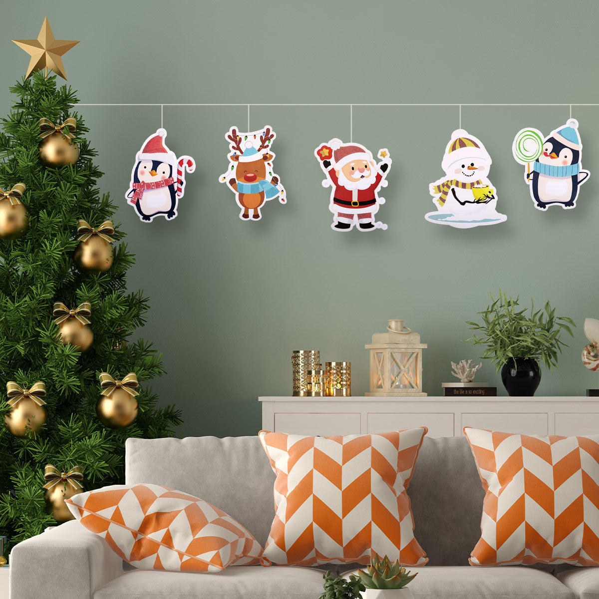 Decoraciones Navideñas de Cartón, 6 piezas.